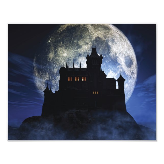 Fantasy castle nattetid fototryck (Framsidan)