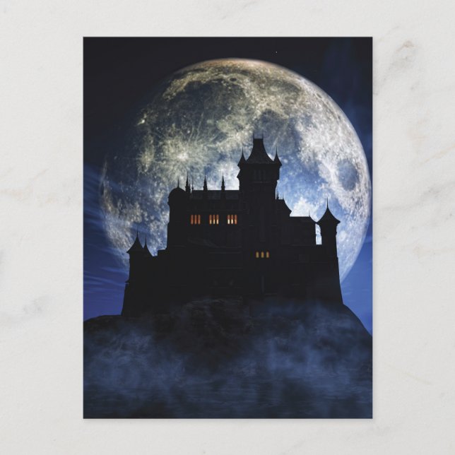 Fantasy castle nattetid vykort (Framsida)