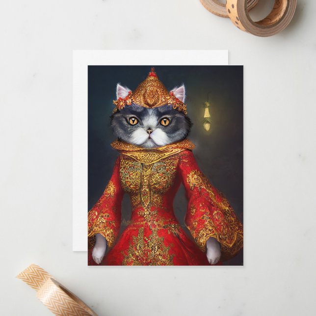 Fantasy Cat Notecard #SA4 Anteckningskort (Fram/Back In Situ)