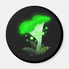Fantasy Chanterelle Glowing Grönt Mushroom Magnet