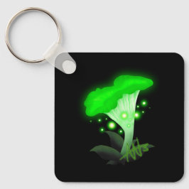 Fantasy Chanterelle Glowing Grönt Mushroom Metall Nyckelring