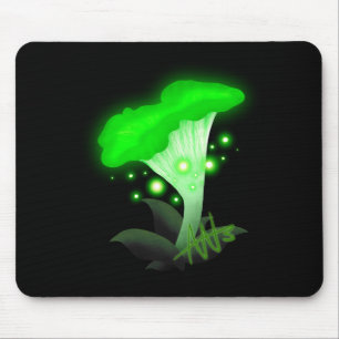 Fantasy Chanterelle Glowing Grönt Mushroom Musmatta