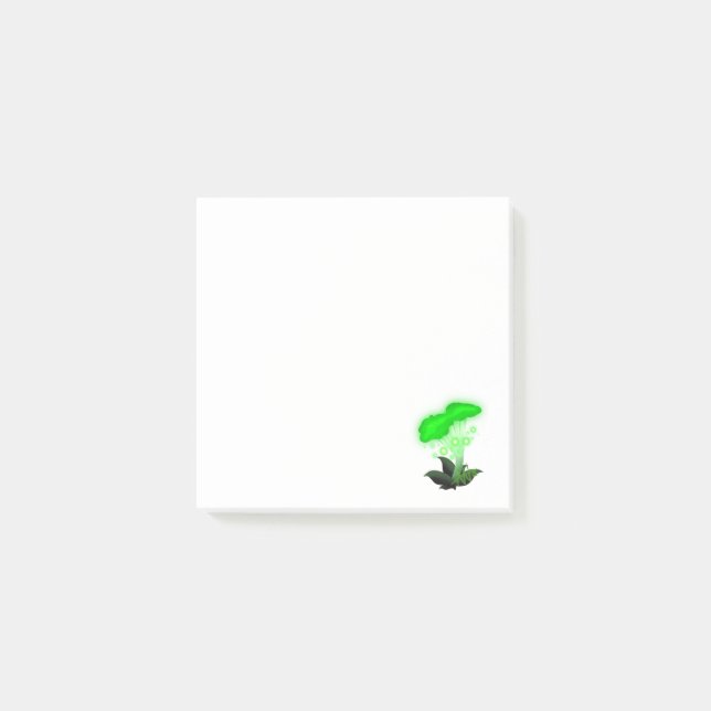 Fantasy Chanterelle Glowing Grönt Mushroom Post-it Block (Framsida)