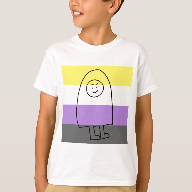 Fantasy Character Tee! Flagga för icke-binärt Prid T Shirt (Framsida)