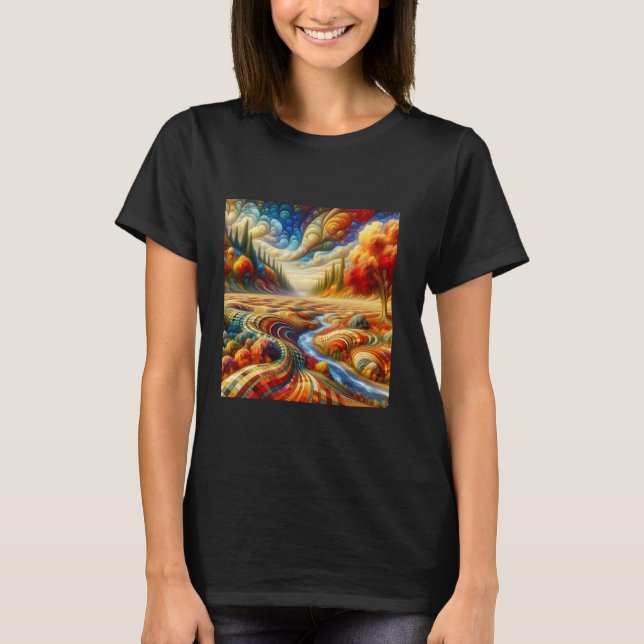 Fantasy Checkaged Surreal Ligcape T Shirt (Framsida)
