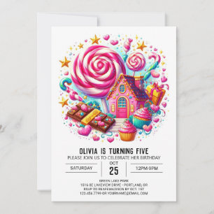 Fantasy Chocolate Candyland Digital Birthday Inbjudningar