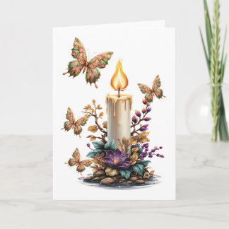 Fantasy christmas butterflies with candle helgkort