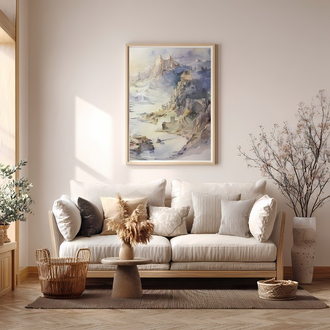 Fantasy Cliffside Fortress Overlook Sea Poster (Skapare uppladdad)