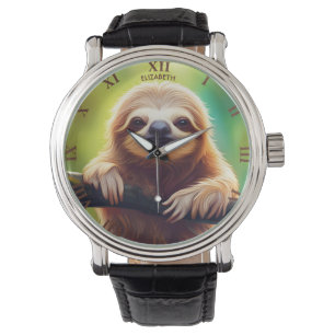 Fantasy Colorful Sloth Art Deco Stil Armbandsur