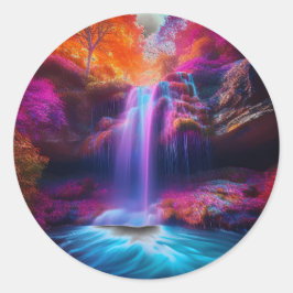 Fantasy Colorful Waterfall Runt Klistermärke