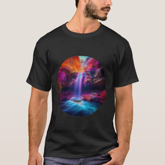 Fantasy Colorful Waterfall T Shirt (Framsida)