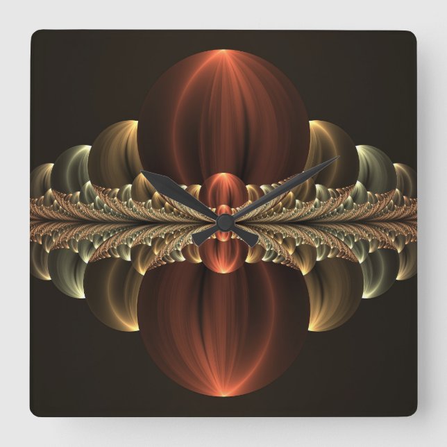Fantasy Construction Shiny Abstrakt Fractal Art Fyrkantig Klocka (Framsida)