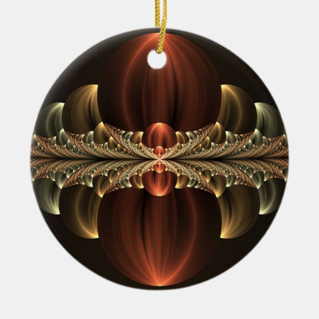 Fantasy Construction Shiny Abstrakt Fractal Art Julgransprydnad Keramik (Framsidan)