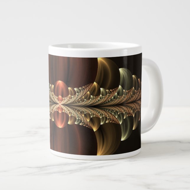 Fantasy Construction Shiny Abstrakt Fractal Art Jumbo Mugg (Framsida höger)