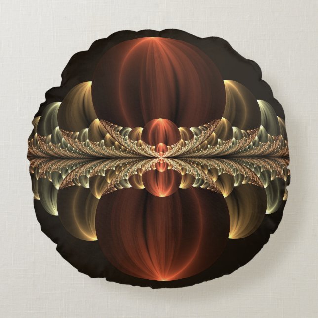 Fantasy Construction Shiny Abstrakt Fractal Art Rund Kudde (Framsidan)