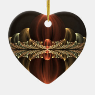 Fantasy Construction Shiny Abstrakt Fractal Heart Julgransprydnad Keramik