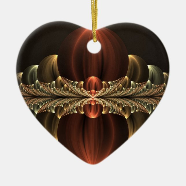 Fantasy Construction Shiny Abstrakt Fractal Heart Julgransprydnad Keramik (Framsidan)