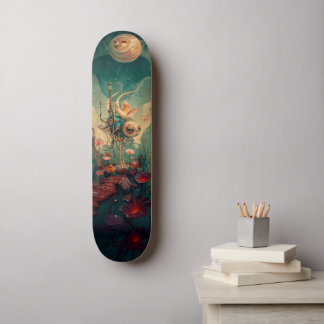 Fantasy cosmic robot art skateboard