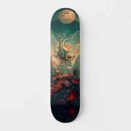 Fantasy cosmic robot art skateboard
