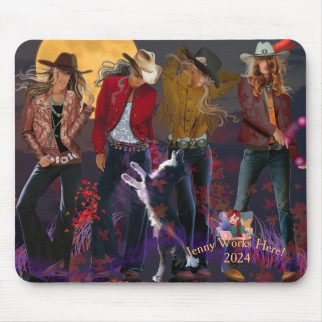 Fantasy Cowgirl, Personlig Logotyp, Mousepad Musmatta (Framsidan)