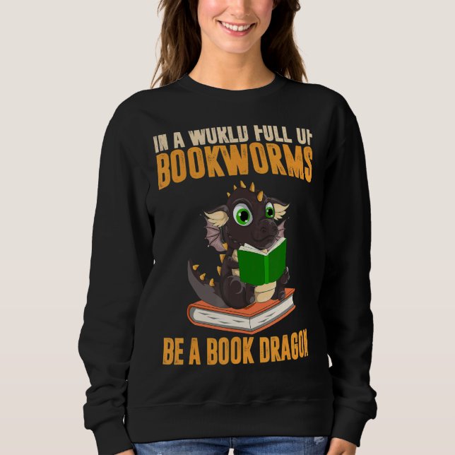 Fantasy Creatading Bok Reading Bookworm Bok Drago T Shirt (Framsida)