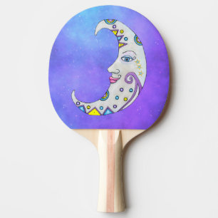 Fantasy Crescent Måne Ansikte Abstrakt Markings Hi Pingisracket