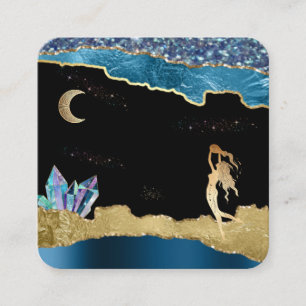 *~* Fantasy Crystal Goddes Celestial Guld Glitter Fyrkantigt Visitkort