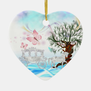 Fantasy Crystal Horse Carriage Julgransprydnad Keramik