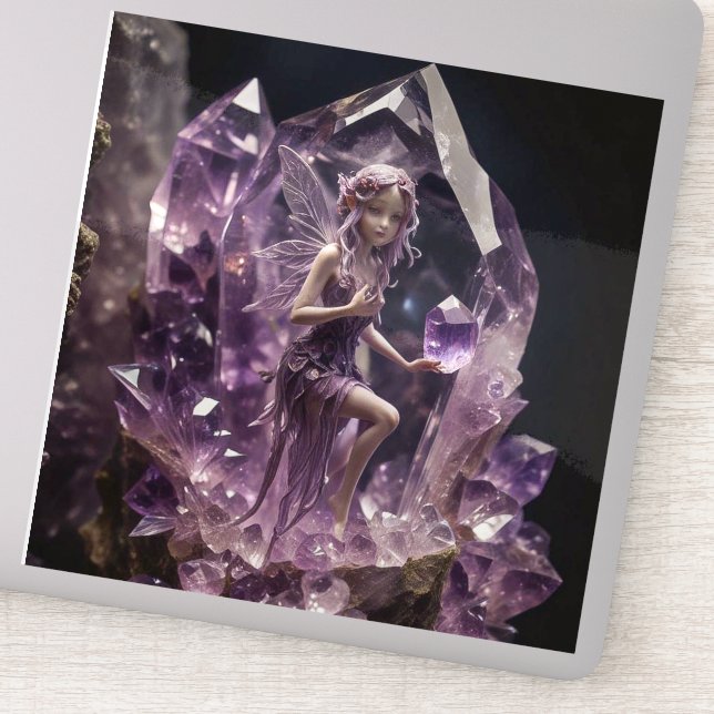 Fantasy Crystals Amethyst Fairy Klistermärken (Detalj)