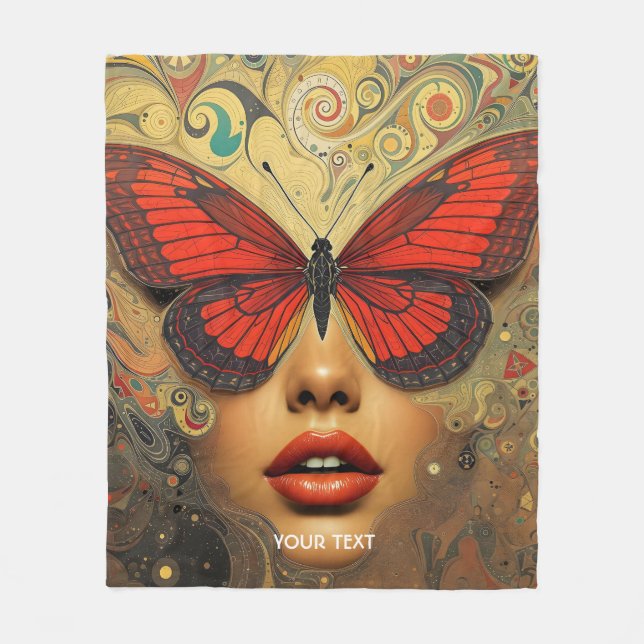 Fantasy Cute Abstrakt Butterflies Ögon Fleecefilt (Framsidan)
