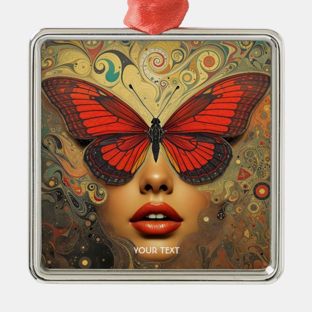 Fantasy Cute Abstrakt Butterflies Ögon Julgransprydnad Metall (Framsidan)
