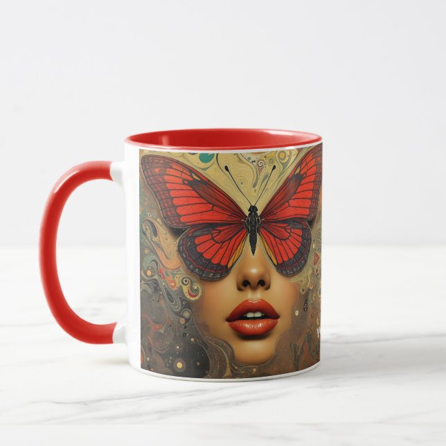 Fantasy Cute Abstrakt Butterflies Ögon Mugg (Vänster)