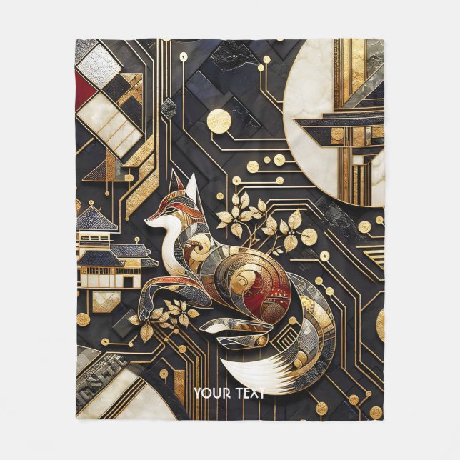 Fantasy Cute Abstrakt Fox Art Fleecefilt (Framsidan)