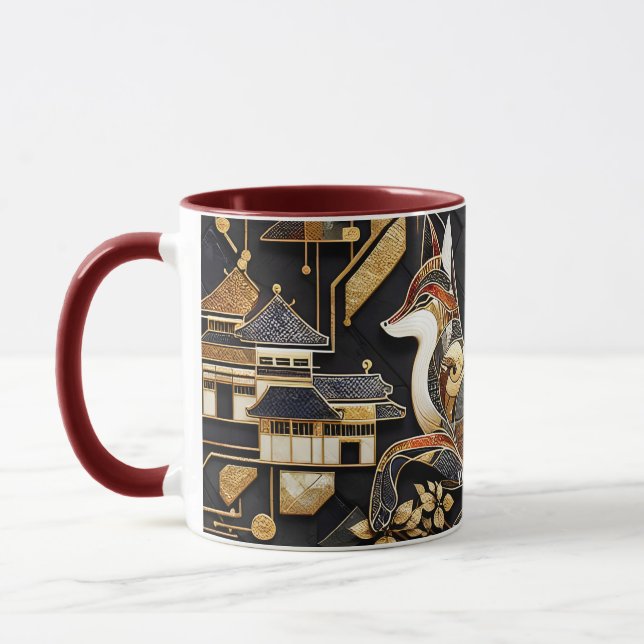 Fantasy Cute Abstrakt Fox Art Mugg (Vänster)