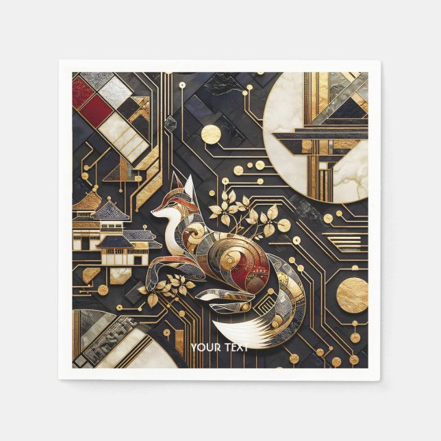 Fantasy Cute Abstrakt Fox Art Pappersservett (Framsidan)