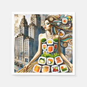 Fantasy Cute Abstrakt Sushi Dress Pappersservett