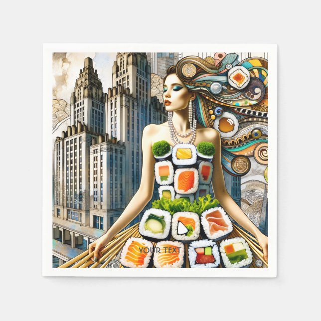 Fantasy Cute Abstrakt Sushi Dress Pappersservett (Framsidan)