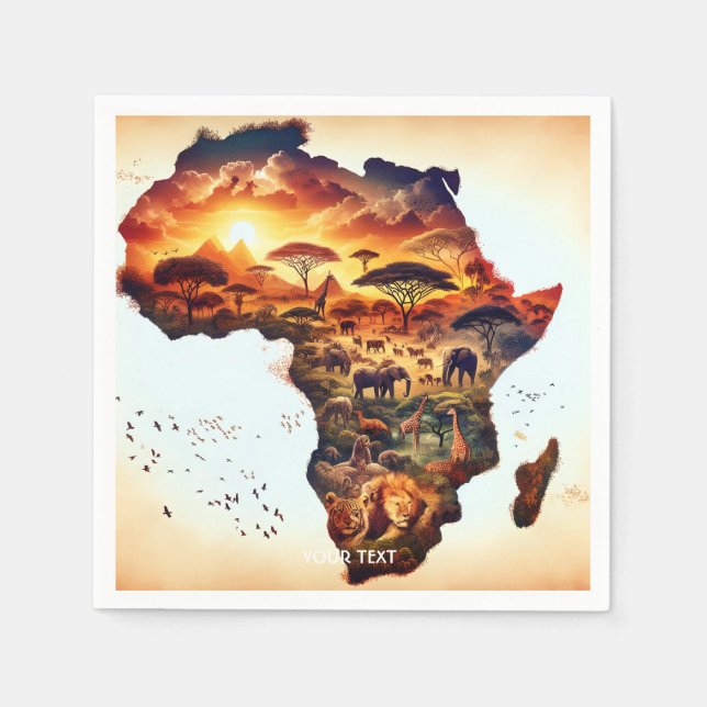 Fantasy Cute Afrika Animals Karta Pappersservett (Framsidan)