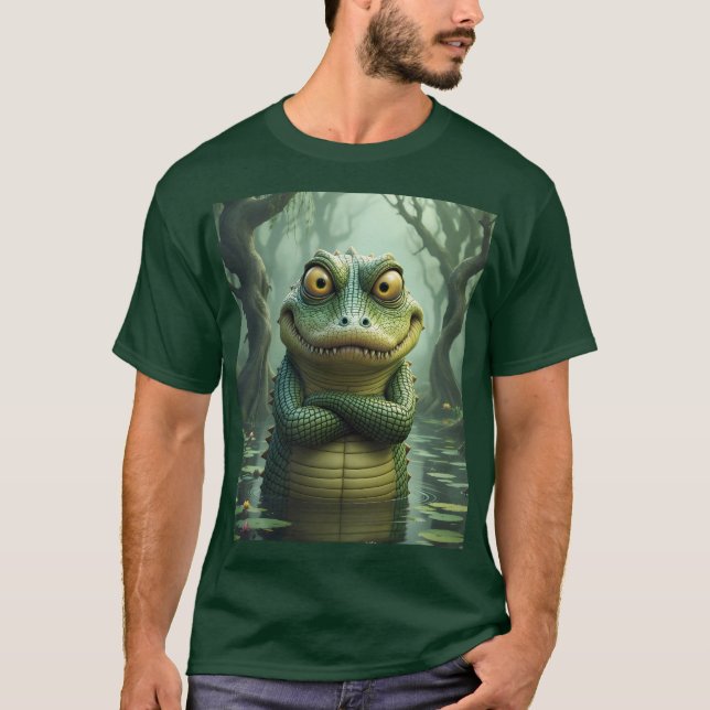 Fantasy Cute Arg Crokodile Träd T Shirt (Framsida)