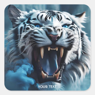 Fantasy Cute Arg White Tiger Fyrkantigt Klistermärke