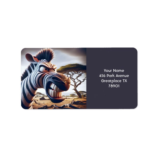 Fantasy Cute Arg Zebra Desert Adressetikett (Framsidan)