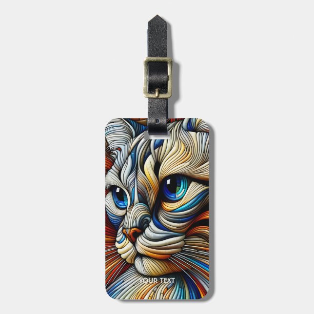 Fantasy Cute Art Deco Cat Bagagebricka (Vertikal Framsida)