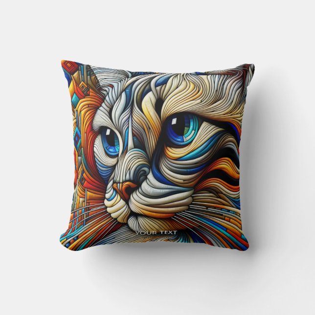 Fantasy Cute Art Deco Cat Kudde (Framsida)