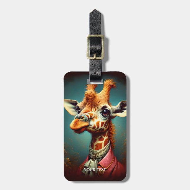 Fantasy Cute Art Deco Giraffe Bagagebricka (Vertikal Framsida)