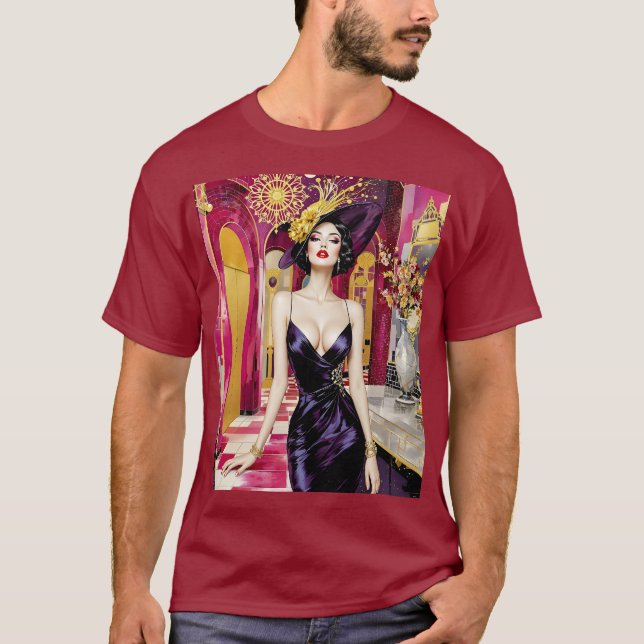 Fantasy Cute Art Deco Lady T Shirt (Framsida)