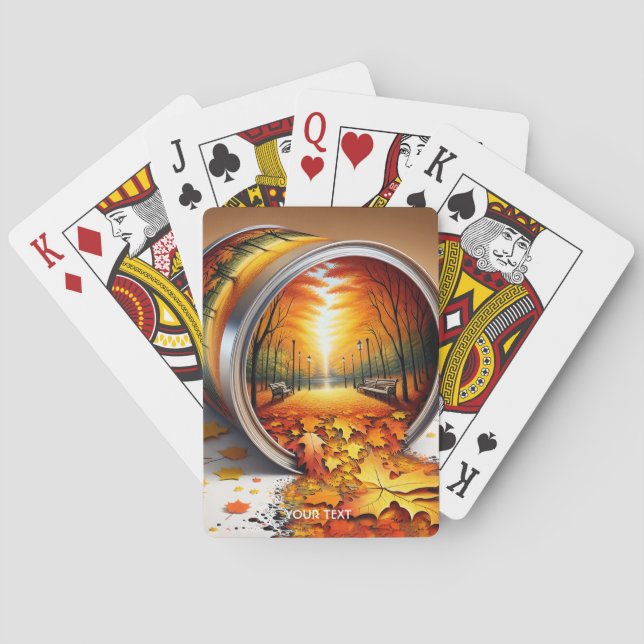 Fantasy Cute Autumn Tin Forest Casinokort (Baksidan)