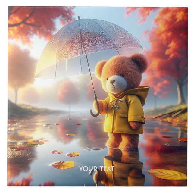 Fantasy Cute Baby Bear Umbrella Kakelplatta (Framsidan)
