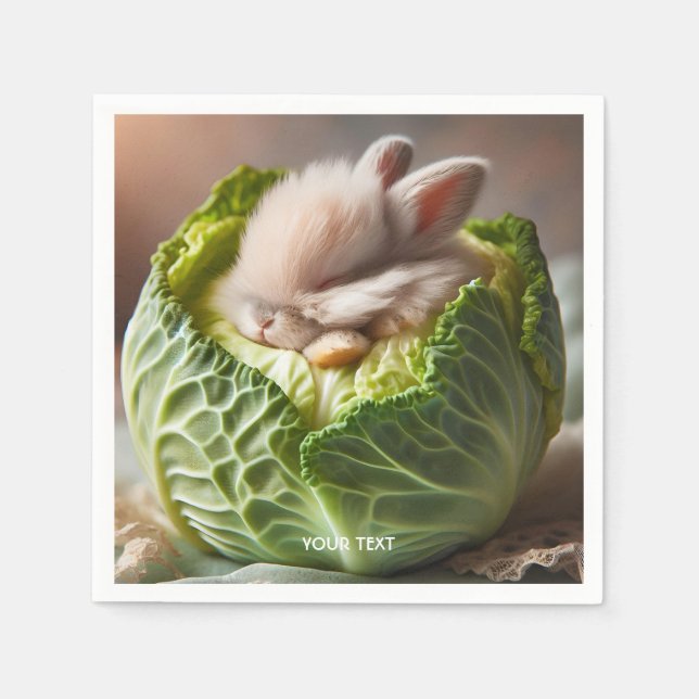Fantasy Cute Baby Bunny Cabbage Pappersservett (Framsidan)