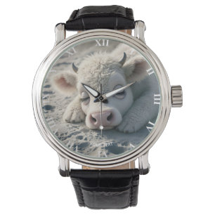 Fantasy Cute Baby Cow Sleeping Armbandsur