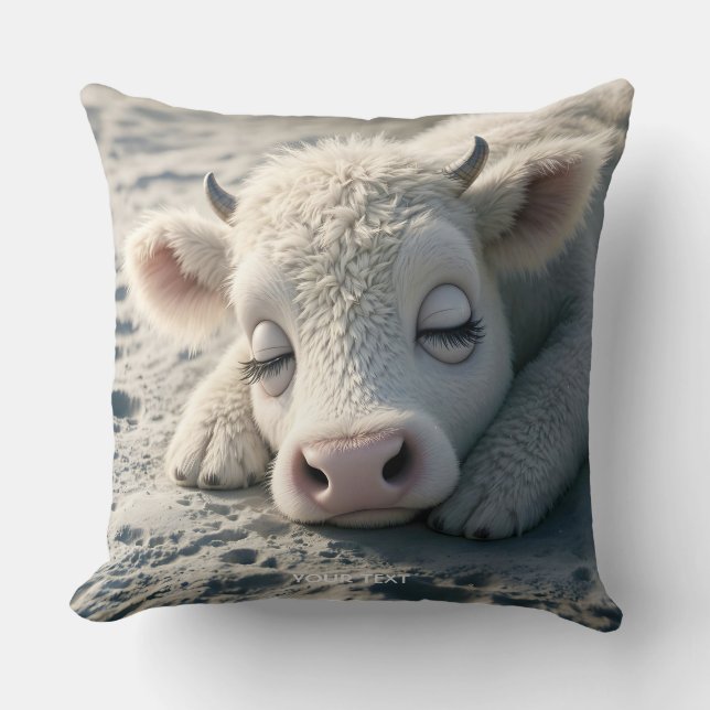 Fantasy Cute Baby Cow Sleeping Kudde (Framsida)